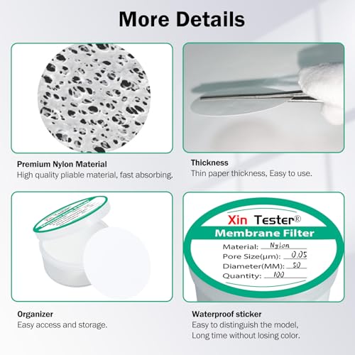 Image of Xin Tester 100 Pieces Nylon Disc Membrane Filters, 50 mm Diameter, 0.05m Pore Size