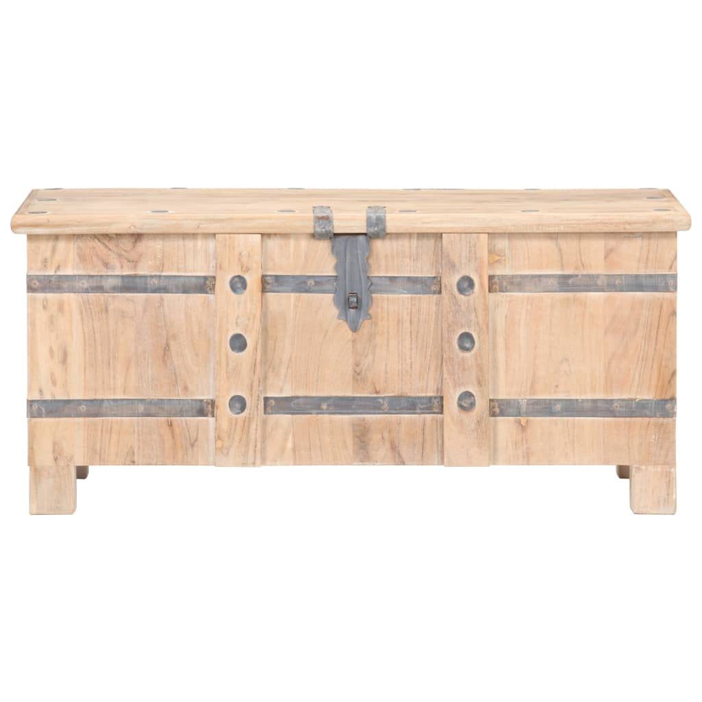 Baúl de madera maciza de acacia, 90 x 40 x 40 cm, caja de almacenamiento con tapa, color blanco, para salón y pasillo, caja multiusos de madera auténtica, con asas y candado