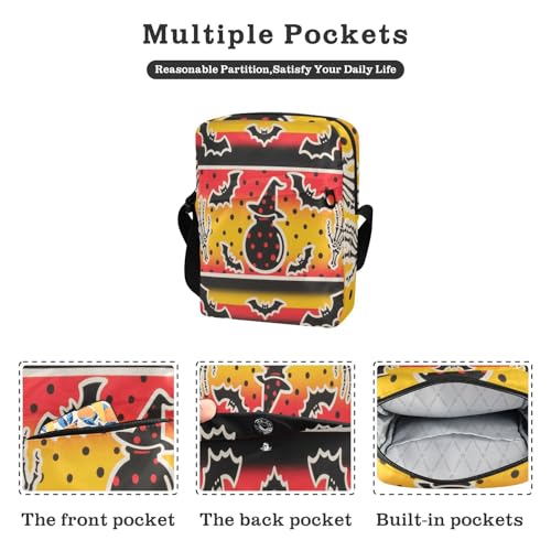 mens messenger bag cross body bag Shoulder Handbag For Travel Adjustable Strap for School School- Halloween Gradient Stripe2