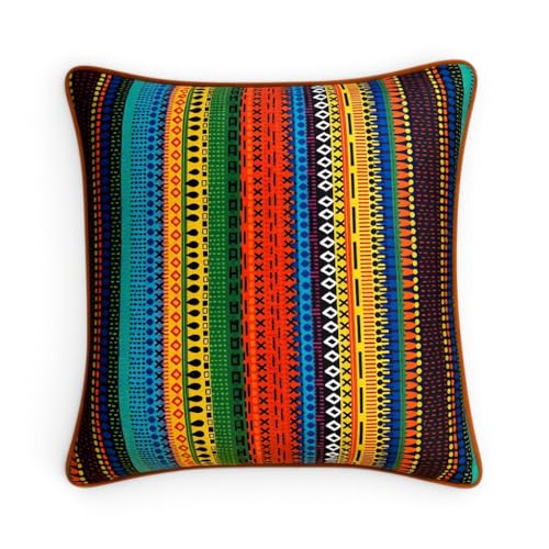 SO SKIN IDASY Coussin Velours avec garnissage, 40x40 cm, Motif Rayures Graphiques Multicolores, Design Artistique sous Licence, déco Moderne pour canapé,...