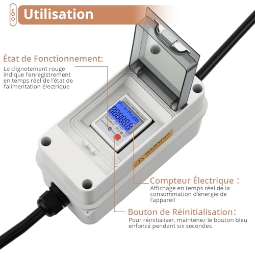 Mesure consommation électrique extérieur via wattmètre IP65 Kamtop - 3