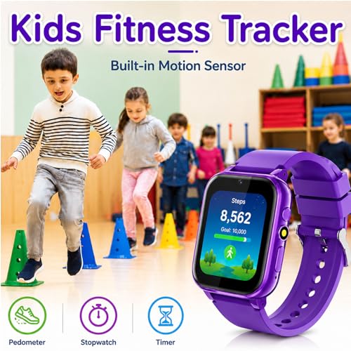 Image of Smart Watch for Kids, Girls Boys Smartwatch with 26 Games Camera Video Recorder and Player, Pedometer Calendar Flashlight, Audio Book etc., Gifts for 4-12 Years Children (Purple) | 26 Games, HD Touch Screen, Video Camera, Music Player, Alarm