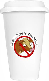 Dont Have A Cow, Man! Szklany kubek do Kawy Wielokrotnego Użytku z Pokrywką Silikonową
