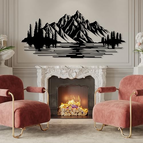 DecoSoul Mountain Forest Metal Wall Decor, Nature and Trees Wall