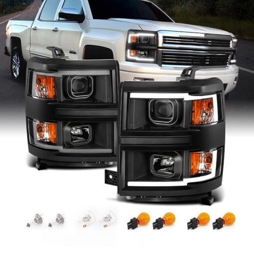 AmeriLite for 2014-2015 Silverado 1500 Pickup Square Projector Dual...