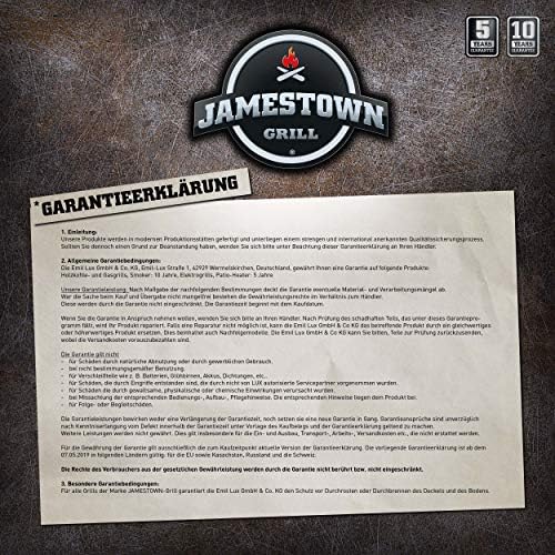 Jamestown Jaxon Barbecue à charbon avec bac à charbon réglable en hauteur et thermomètre de couvercle avec décapsuleur | Barbecue de qualité supérieure pour un barbecue réussi