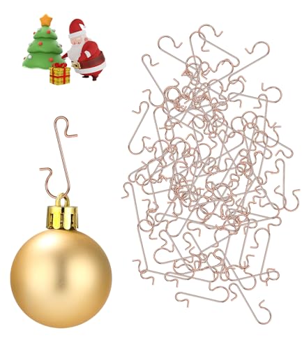SOBEAU 130 Stück Weihnachten Ornament Haken,S-förmige Weihnachtsbaum Kleiderbügel und Seile,Weihnachtskugeln Aufhänger Klein Christbaumhaken Metall Deko-Anhänger für Weihnachtslichter,Dekorieren Baum