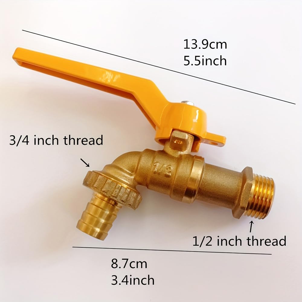 Rubinetto per acqua fredda – Rubinetto da giardino a parete, 1/2 pollici, in ottone resistente al gelo, design durevole per lavelli e giardini