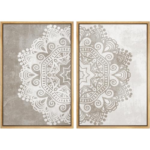 SIGNWIN Framed Canvas Print Wall Art Set Duotone Cultural Indian