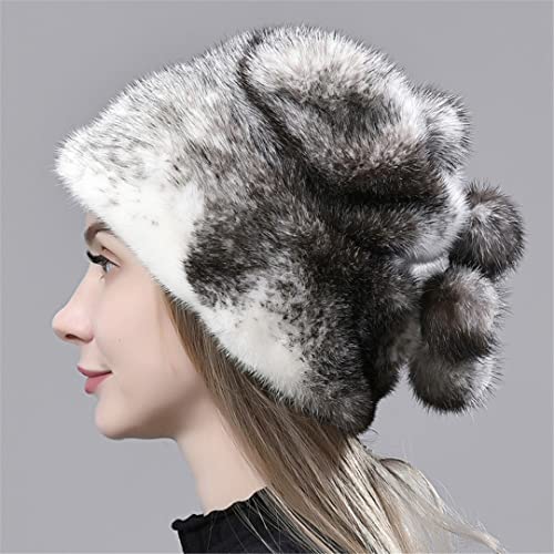 Czapka zimowa damska Ciepłe naturalne futro Pełna Pelt Ball Czapka śnieżna Eleganckie damskie grube czapki nar