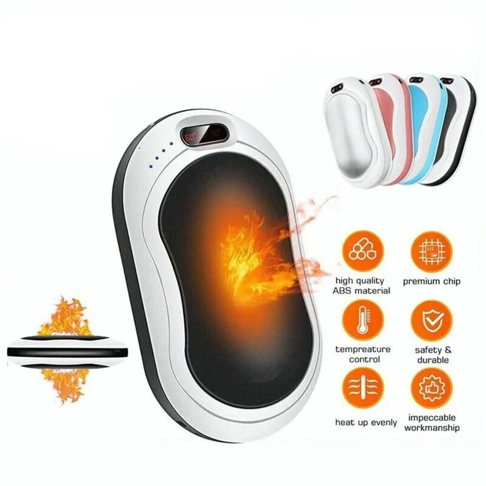Scaldamani da 10000 mAh Torcia elettrica Massaggiatore Riscaldamento a Doppio Lato Temperatura della Terza Marcia (Color : Black)