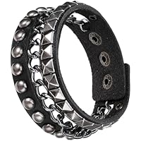 Pulsera de Cuero Ajustable para Hombres y Mujeres - Estilo Punk