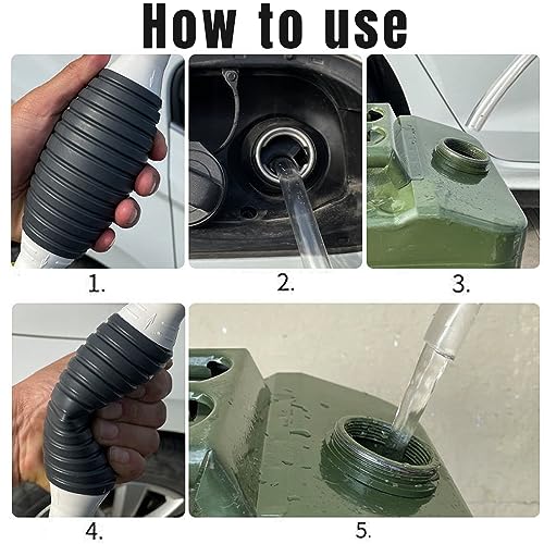 Multifunction Liquid Sucker Pump, Manual Fuel Transfer Pump Gasoline Transfer Pump, Portable Fuel Syphon Pump for Gas Gasoline Petrol Diesel Oil Liquid Water Fish Tank with 6.5Ft Syphon Hose