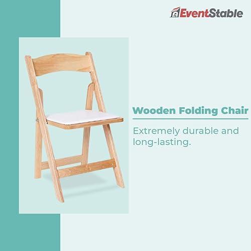 Miniatura 6 de EventStable Titan Series - Silla plegable de madera - Madera de frutas oscura con almohadilla de marfil - Paquete de 4