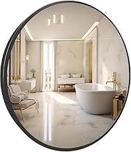 Round Mirror with Metal Frame – Elegant and Modern Decorative Wall Mirrors – Entryway Mirror – Ideal for Bathroom, Living Room and Hallway Decoration (Black, 80 cm)