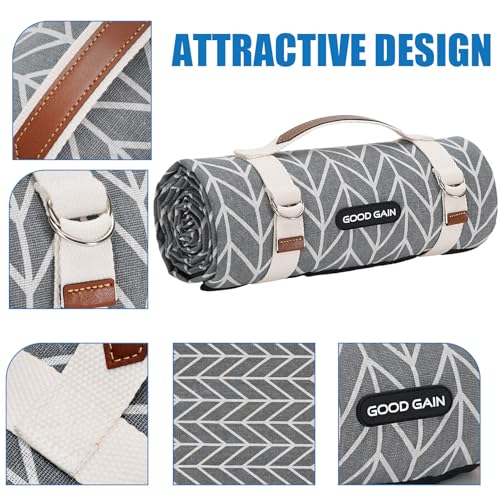 Picnic Blankets Outdoor Extra Large - Waterproof Picnic Blanket with Carry Strap | Machine Washable Picnic Mat with Sandproof Backing for Park , Grass, Camping, Hiking, Concerts (Graphite Grey)