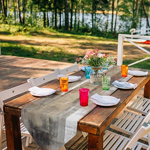 Zfuncing Linen Burlap Table Runner Dresser Scarves, Abstract Art Oil Painting Geometry Graffiti Paint Table Runners For Family Dinner/Holiday Party/Wedding/Events/Kitchen Decor Art Texture 13X36In #TOP2