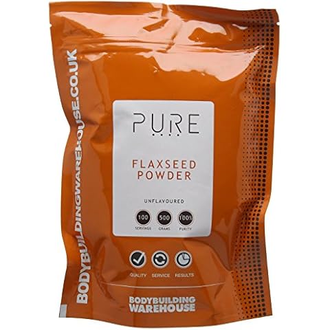 Bodybuilding Warehouse, Pure Ground Flaxseed Powder - Linseed - Source of Omega 3 - Contribute to The Normal Function of The Heart - Unflavoured (500g) Cover