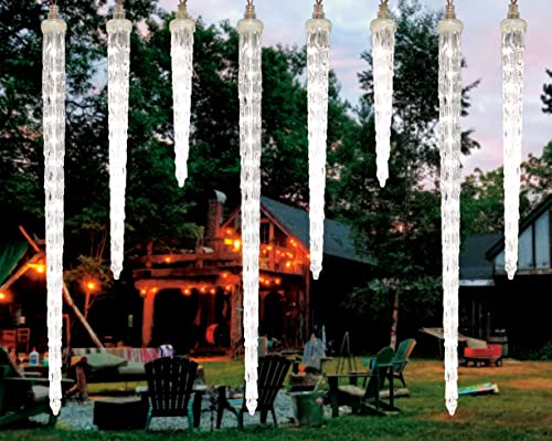 LAMPHOME Meteor Shower Rain Light,10 Acrylic Icicles 242 LED String Light for Outdoor (Whtie)