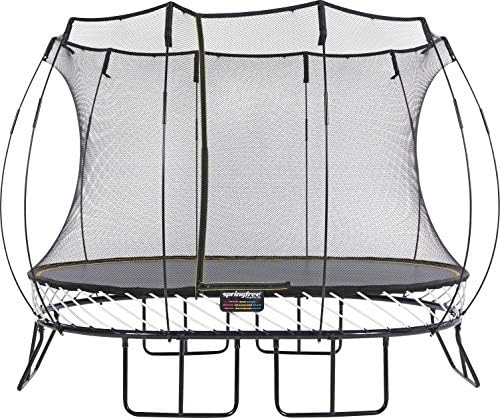 Springfree Trampoline O77 Kids Medium Oval 8 by 11 Foot Trampoline w/Safety Enclosure Net and SoftEdge Jump Bounce Mat for Outdoor Backyard Bouncing