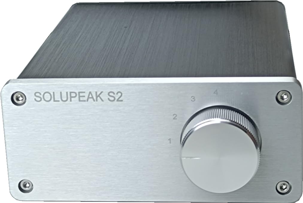 Interruptor de audio estéreo RCA de 4 vías, conmutador de fuente de señal de entrada, 4 entradas y 1 divisor de salida, caja selector pasiva (plata) S2