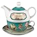 Ceramic Teapot Set | Trust In the Lord - Proverbs 3:5 | Birds and Flowers Tea For One Set with Tea Cup and Saucer