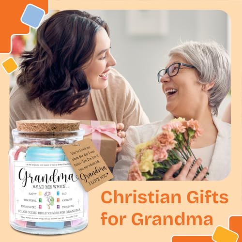 Image of NewEleven Christian Gift, Grandma Birthday Gifts From Granddaughter, Grandson, Kids - Daily Encouragement, Inspirational Present - Bible Verse Jar