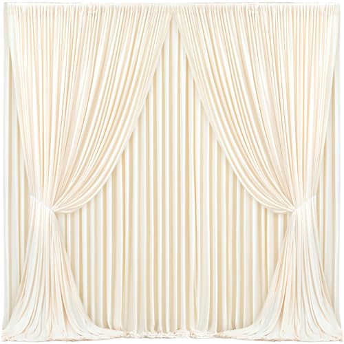 Image of 20x10ft Champagne Backdrop Curtain for Wedding Parties Wrinkle Free Fabric Champagne Drapes Backdrop Decoration for Baby Shower Birthday Photography Decoration 4 Panels, 5ft x 10ft