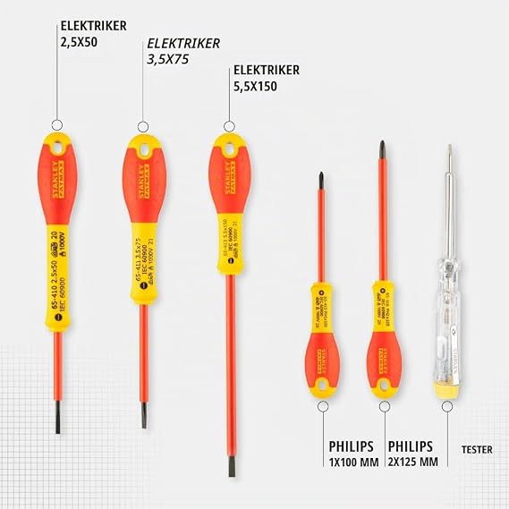 Stanley 065441 FatMax Screwdriver Set Insulated Phillips and Parallell (6 Pieces)