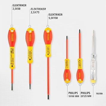 Stanley 065441 FatMax Screwdriver Set Insulated Phillips and Parallell (6 Pieces)