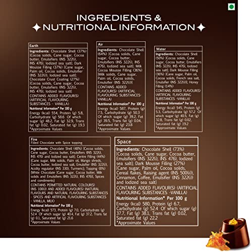 Image of Fabelle Elements, Handcrafted Pralines Inspired by the Elements of Nature, Assorted Luxury Chocolates Gift Box 59g (Pack of 5 Pralines)