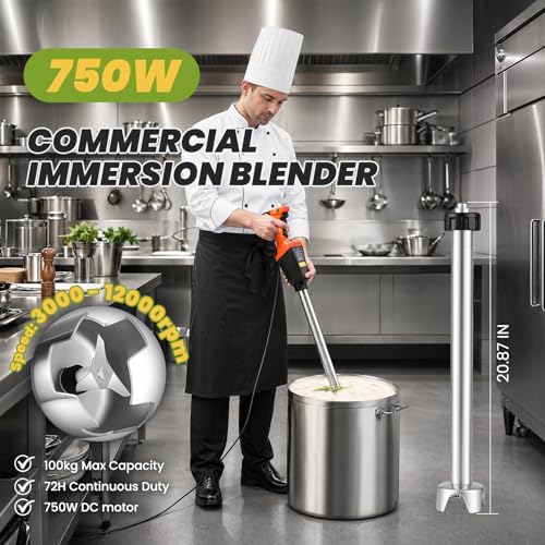 Image of 750W Commercial Immersion Blender 21inch Removable Shaft 50 Gallon