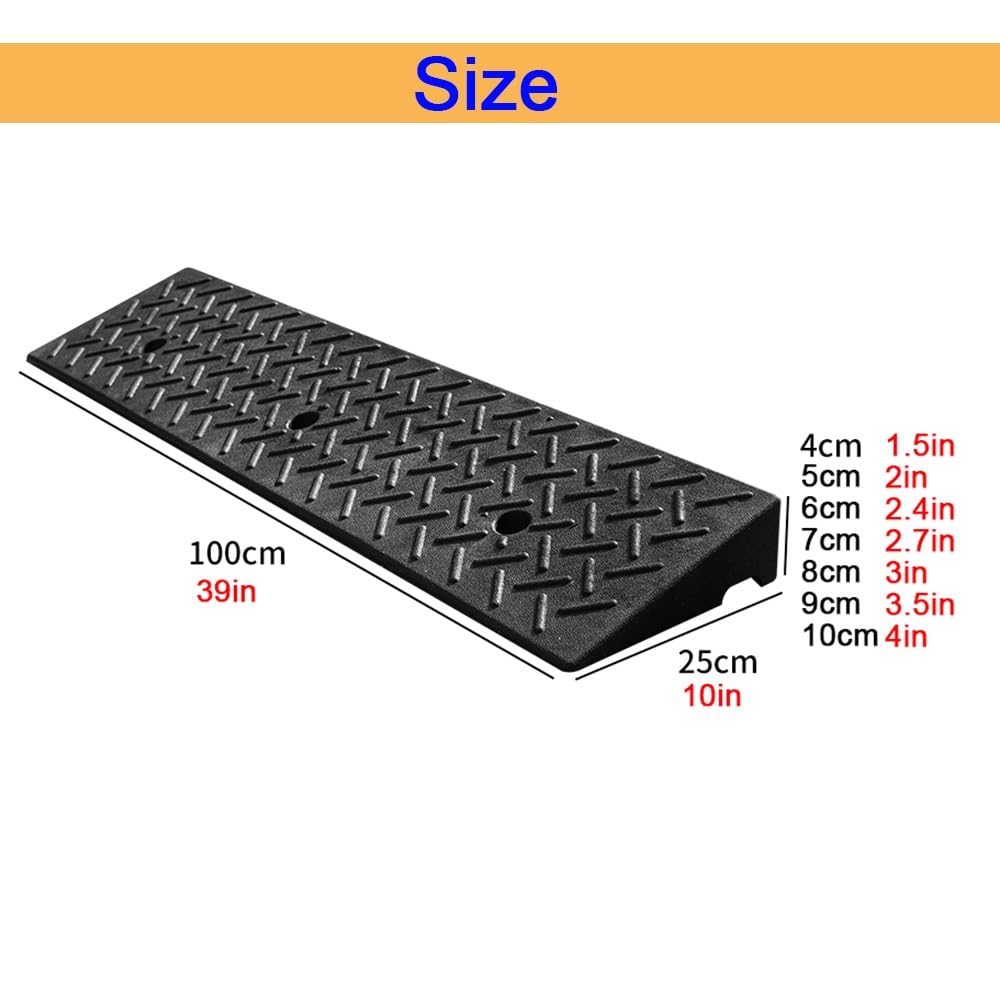 Rampa para Silla De Ruedas Portátiles Rampa De Acceso De Goma Rampa De Coche Rampa De Umbral 4 5 6 7 8 9 10cm Alto Rampa De Carga(4cm/1.5" Rise)