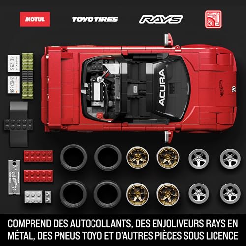 Mattel Brick Shop Hot Wheels Coffret de Construction NSX Acura des Années 90 Mattel Brick Shop de la série Elite, avec 876 pièces, collectionneurs adultes et enfants à partir de 10 ans, JFT17