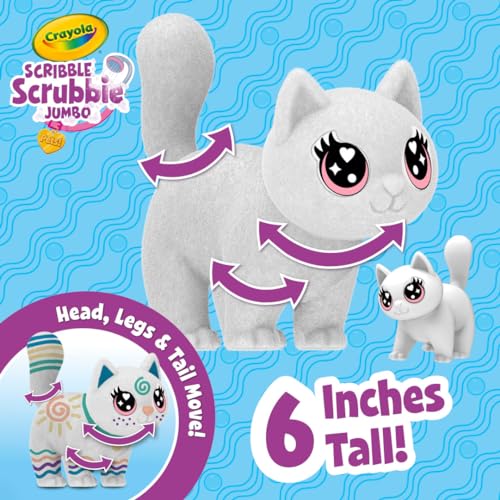 Image of Crayola Scribble Scrubbie Jumbo Toy Cat, Large Posable Animal for Kids, Birthday, Gift for Girls & Boys, Washable Coloring & Grooming Toy, Ages 3+