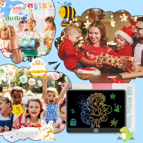 Bunte LCD Schreibtafel, 16 Zoll Große Zeichentafel Elektronischer Drawing Pad mit Sperr-& Löschfunktion, Augenschutz-Kritzelblock, Spielzeug & Geschenke für Kinder & Erwachsene zu Hause, Schule -Blau
