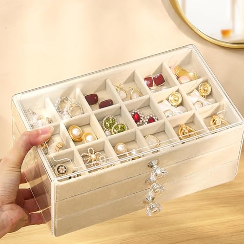 Organiseur de boucles d'oreilles transparent et rangement bagues velours