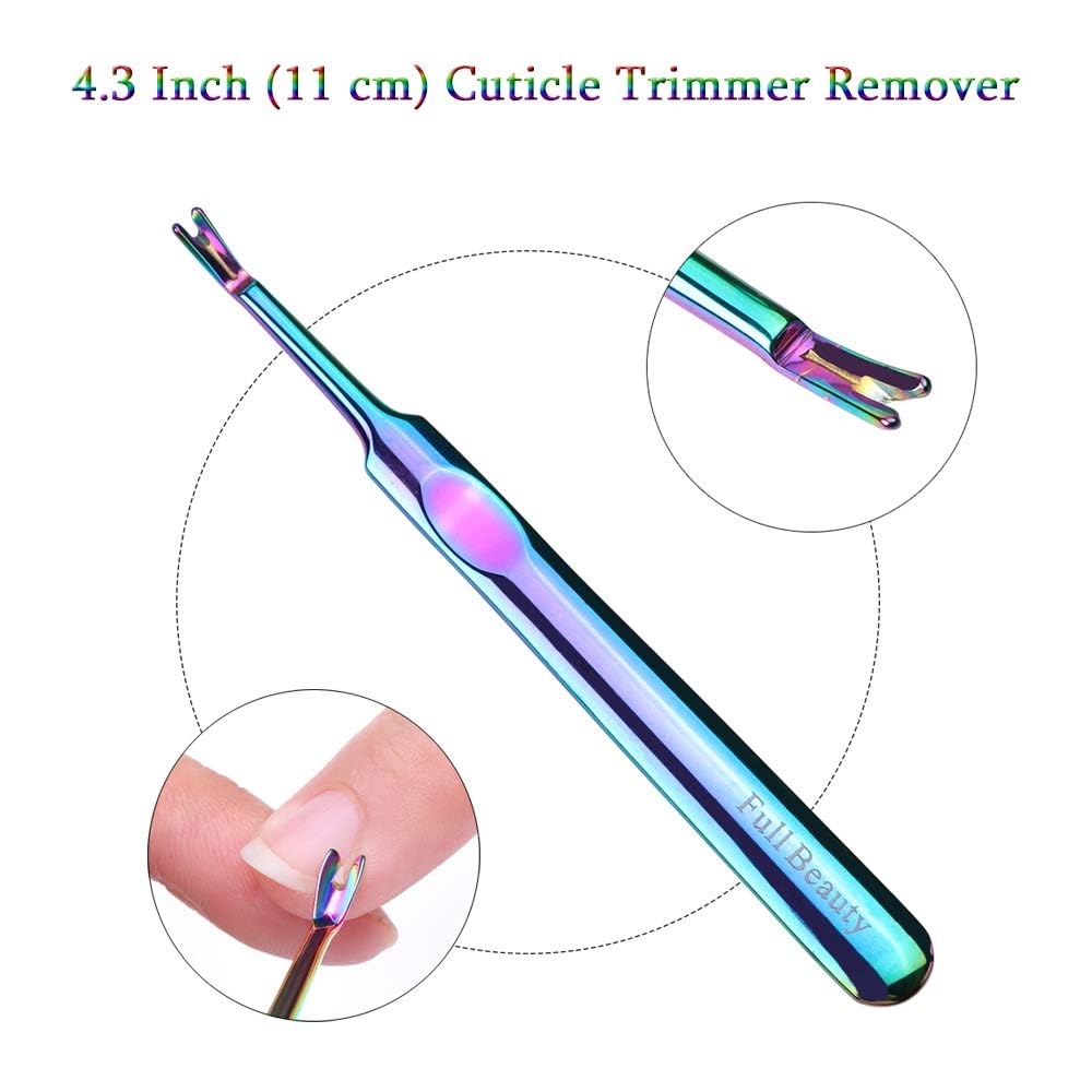 TOROKOM Kit di 6 spingi cuticole professionale, in acciaio inox, a doppia estremità, per manicure e pedicure, per la cura delle unghie, pulizia delle unghie dei piedi, con custodia (camaleonte)