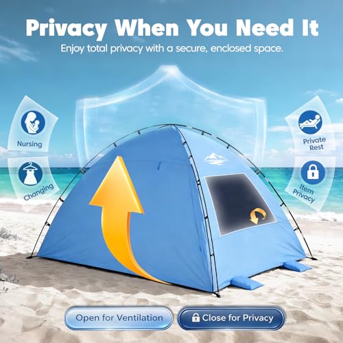 Purebox Beach Tent Sun Shelter - 2/3/4 Person UPF 50+ UV Protection Tents with Canopy, Easy Setup Lightweight Beach Shade Tent, Portable Beach Cabana Sun Shade Shelter - image 5