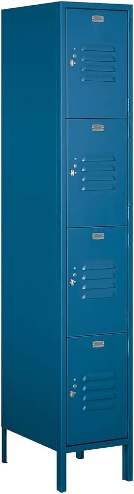 Salsbury Industries 54168BL-A 15" Four Tier Standard, 1 Wide x 6 Feet High x 18 Inches Deep, Assembled Metal Locker, Blue