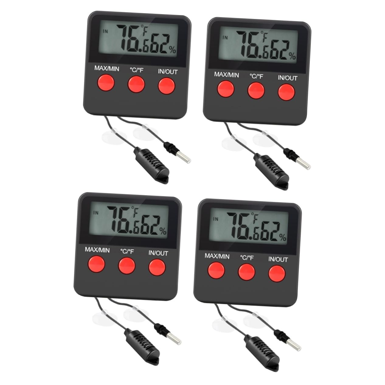 BESPORTBLE 4sätze Reptilien-thermometer Hygrometer Temperatur Und Feuchtigkeitsmonitor Für Terrarien Geeignet Für Schildkröten Und Eidechsenkästen Für Eibehaltung Und Überwachung Der
