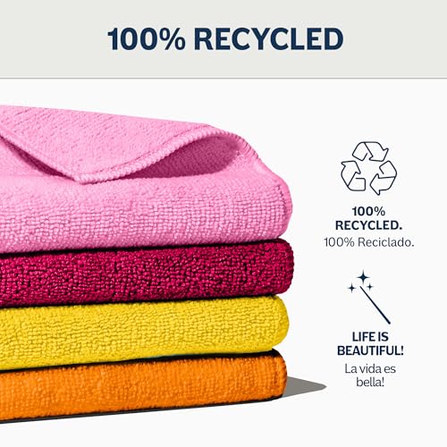 Miniatura 5 de Happy Rainbow - Fregona Con 4 Bayetas De Microfibra Reciclada Set De Limpieza Sostenible Para Hogar Y Todo Tipo De Superficies Super Absorbente Y Resistente Edición: Sunrise