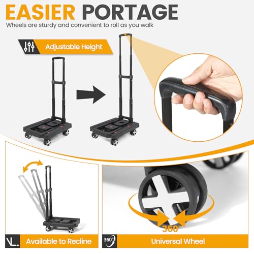 Image of Orzbow Car Seat Dolly for Airport, Folding Car Seat Travel Cart with 4 Wheels and Adjustable Handle, Carseat Roller for Airplane Travel with Straps, Compact Luggage Hand Trolley, Black