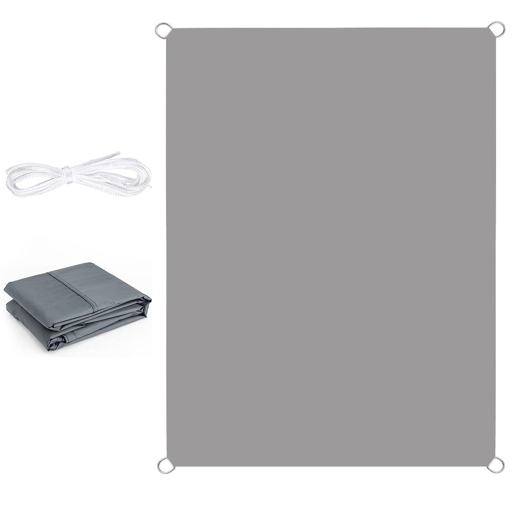 Voile d'ombrage imperméable 2x5.5m gris clair pour protection terrasse