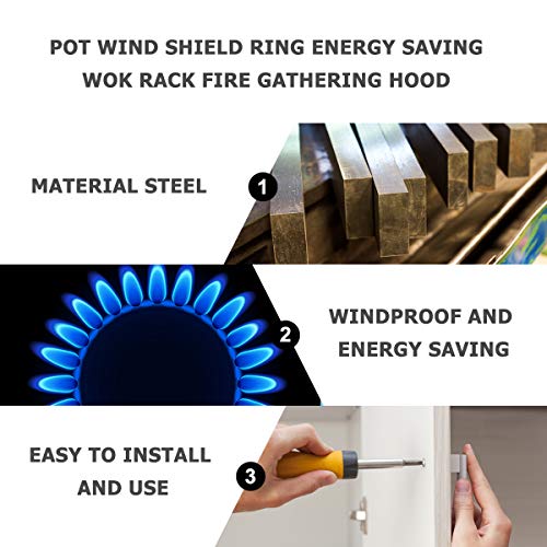 Universelle Gasherd-Unterstützung, Herd-Untersetzer, Herd-Pfannen-Unterstützung, Gasherd-Halterung, Gasherd-Halterung, Windschutzscheibenring, winddichte, energiesparende Abdeckung (vier Löcher) – Bild 9