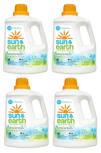 Sun & Earth Natural Laundry Detergent, Unscented,100 Fluid Ounce (Pack of 4)
