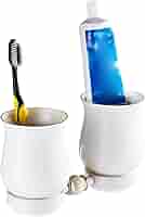 Portaspazzolino Doppio Con Bicchieri - Cromato, Vetro Smerigliato, Per Bagno Moderno - Foto 4