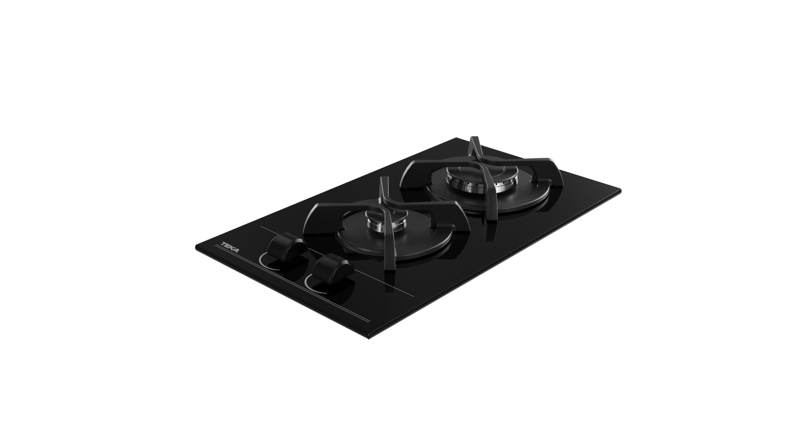 TEKA Placa de Gas Cristal Gas 30 cm, 2 Quemadores, Mandos Frontales Ergonómicos, Seguridad Termopar, Instalación Fast-Click, Modelo GBC 32000 KLB