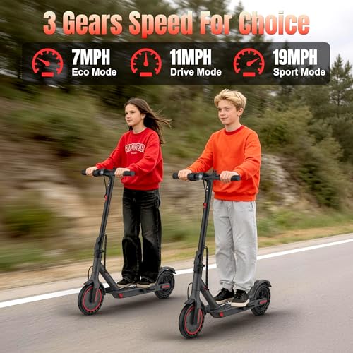 Image of Werhy Kids Electric Scooter, 350W Motor, 19 Mph Speed & 15 Miles Range, 8.5 inch Solid Tires, Lightweight Foldable Scooter with Dual Braking System, Max Load 265LBS