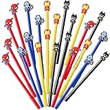 AFZMON 24PCs Superhero Party Favors Gel Pen, Superhero Themed Pens Black Gel Ink Pens Cute Kawaii Gifts for Kids, Superhero Themed Party Supplies Pinata Stuffers and School Office Supplies